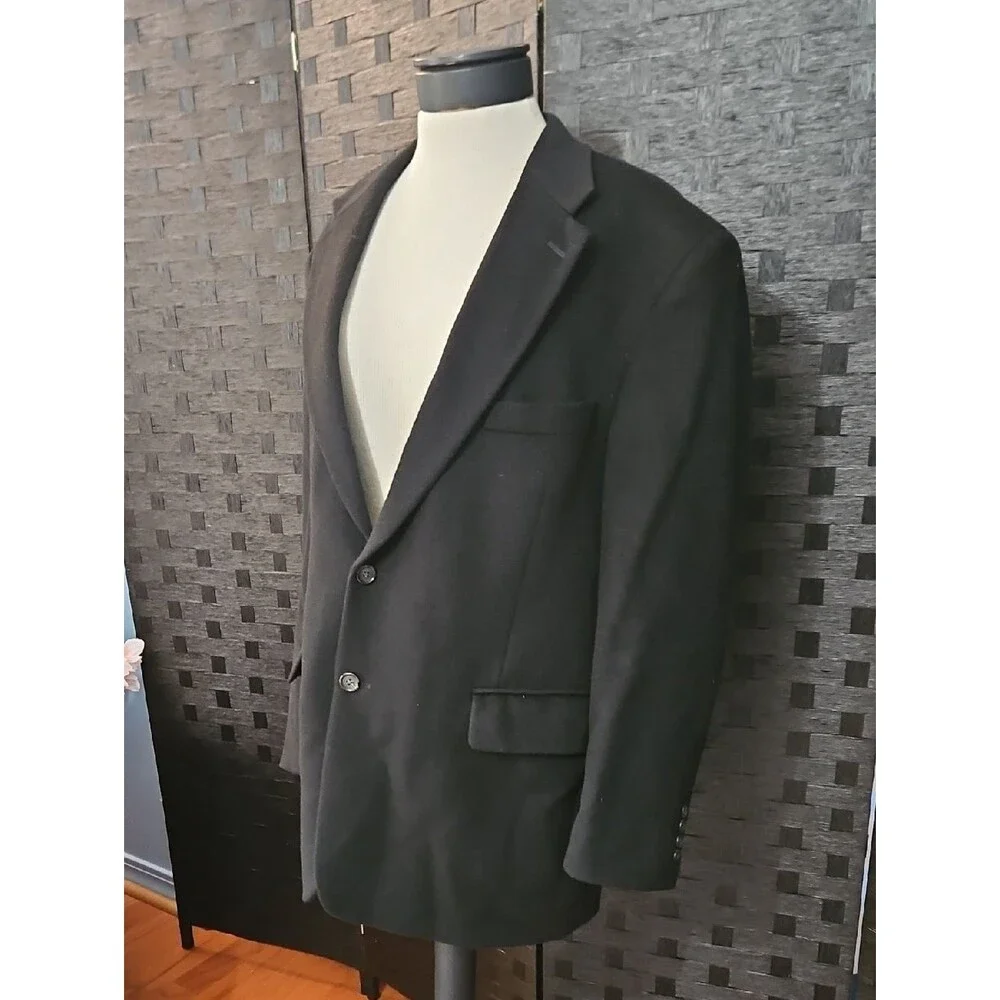 Bill Blass Classic Black 100% Camel Hair Men's Blazer - 44R